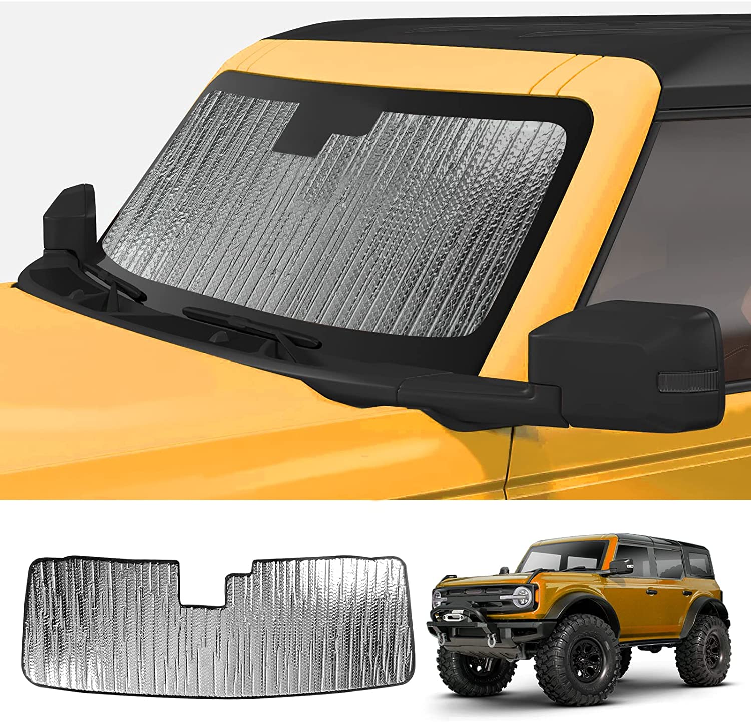 Ford Bronco Windshield Sunshade - Blackout Sunshades - Roll Up Design